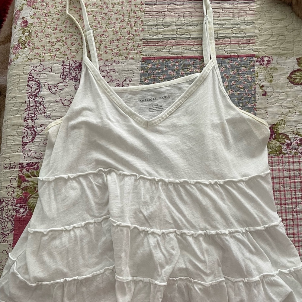 White Ruffle Tank Top